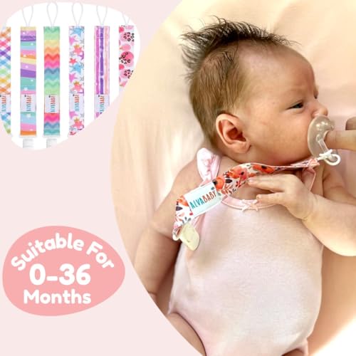 Image of ALVABABY Baby Pacifier Clips Paci Universal Holder Leash Pacifier Clip Binky Holder for Teether Soothie 6 Pack 6DBP06