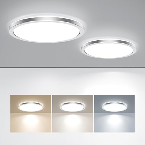 BLNAN LED Flush Mount Ceiling Light Fixture, Super Slim 9 Inch LED Ceiling Light, 3000K/4000K/5000K 3 Color Selectable Ceiling Lamp - Round Flat Light Fixture for Kitchen Bathroom Shower
