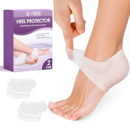 gelpretty - 2 Paires Protège Talon en Silicone Respirant, Coussin de Talon de Gel en Gel Silicone, Anti-Frottement, Hydratant pour Pieds Secs, Prévention Cors & Ampoules,Homme/Femme
