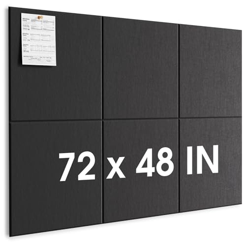 Image of MaxGear Extra Large Bulletin Board 72 inch x 48 inch, Black Felt Wall Tiles Pushpin