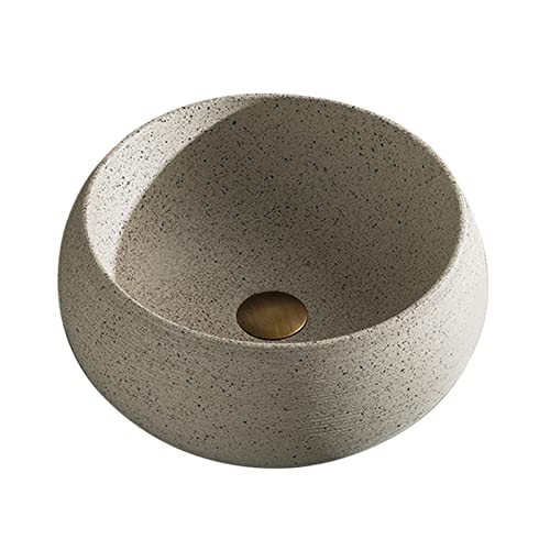 YNIYUJKL Lavabos De Encimera, Lavabo De Baño De 15.7, Redondo, Circular, sobre Encimera, De Porcelana, para Tocador, Ideal para El Hogar, Baño, Balcón, Lavabo, Tocador.