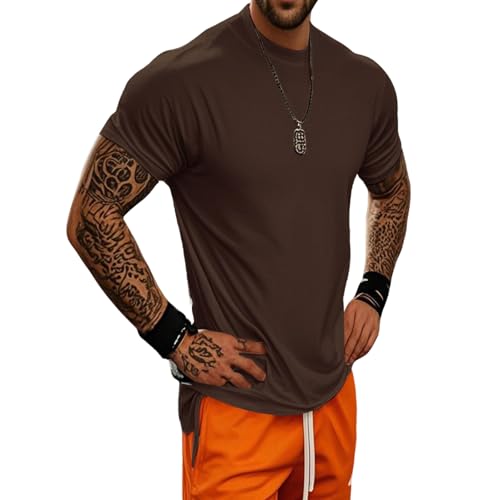 Men’s Fashion Oversized T-Shirts Short Sleeve Basic Cotton Crew Neck Loose Fit Athletic Tees Tops