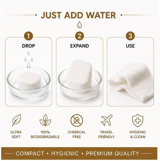 Image of Premium Compressed Face Towel -Reusable Washable Tablet Towel,Just Add Water,Compact Travel Towel