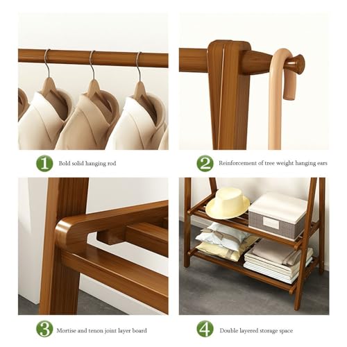 Perchero plegable de madera extragrande con almacenamiento de doble capa y dos niveles 4