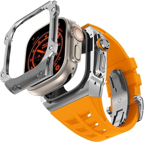 Stainless Steel Watch Case Rubber Band，For Series 2 49mm Replacement，Metal Bezel Watch Case Straps ClaspKit，For Series 49mm Accessories4