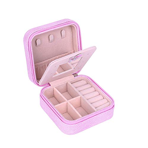 Preisvergleich Produktbild aoory Neu Kleines Tragbar Schmuckkästchen Für Reösen Schmuckaufbewahrung Schmuckkiste Mit Spiegel Geschenk Für Ringe Ohrringe Halsketten