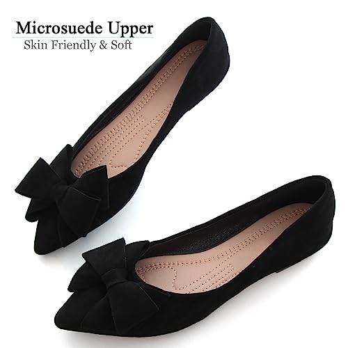 Dear Time Women Casual Comfortable Slip On Ballets Flats Pointy Toe Elegant Wedding Flat Shoes Black-7490 US 72