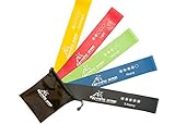 #1 Resistance Loop Band for Exercise - Best Set of 5 100% Natural Latex Stretch Elastic Bands - Perfect for Training Legs and Arms - BONUS Ebook and Carry Bag