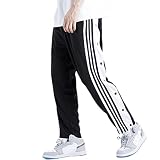 DNJKH Jogginghose mit Seitlicher Druckknopf Herren Sporthose zum Abreißen Loose Fit Freizeit Leichte Atmungsaktiv Sweathose