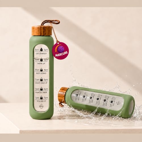Image of Borosilicate Glass Water Bottle, Green, 1 Litre