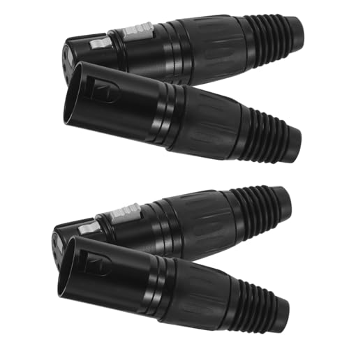 Veemoon 4 Pièces Adaptateurs XLR Broches Équilibrés Connecteurs Mâle et Femelle Cuivre Noir Conversion Câble Micro Stéréo pour Studio et Professionnelle