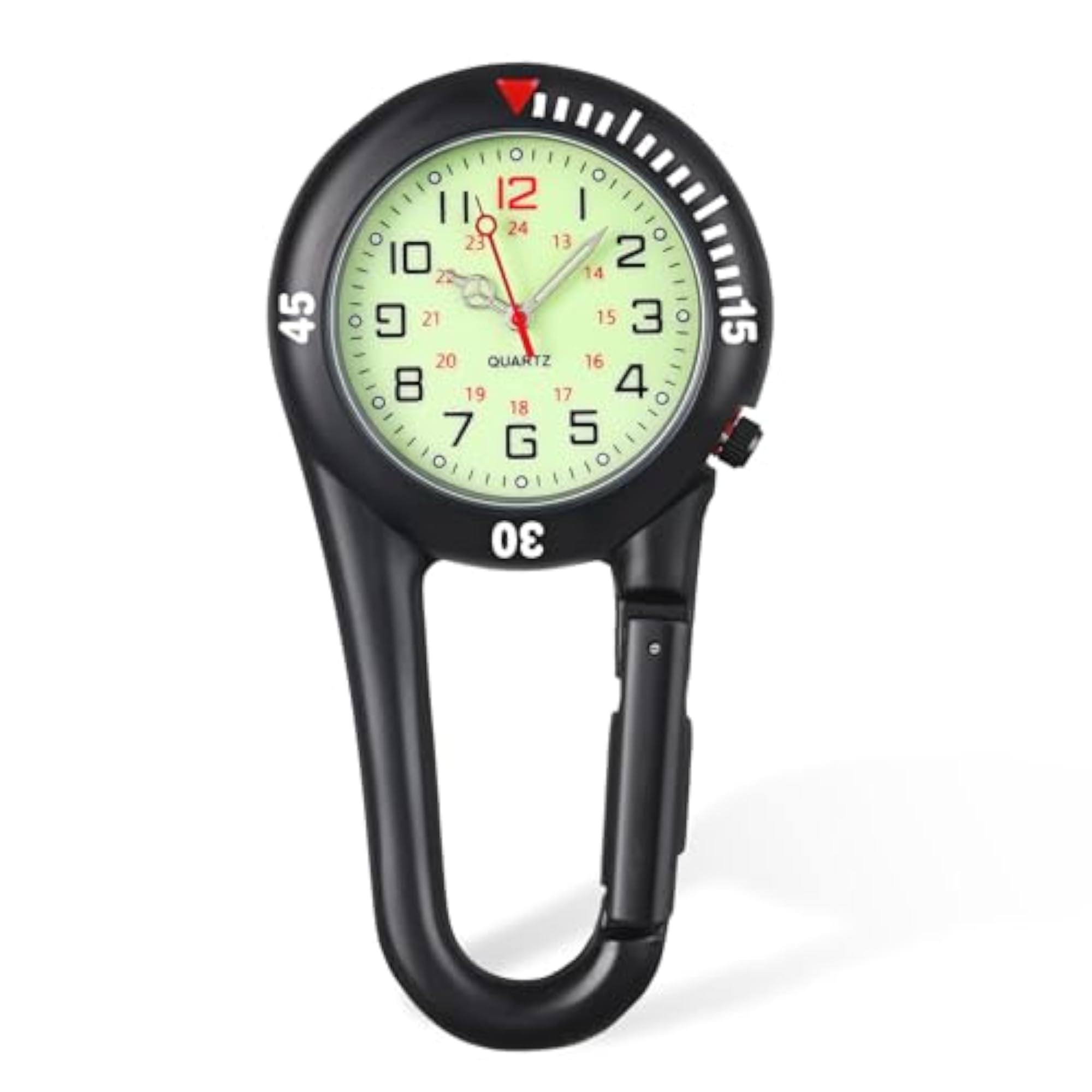 Pocket FOB Clip On Carabiner Watch, Black