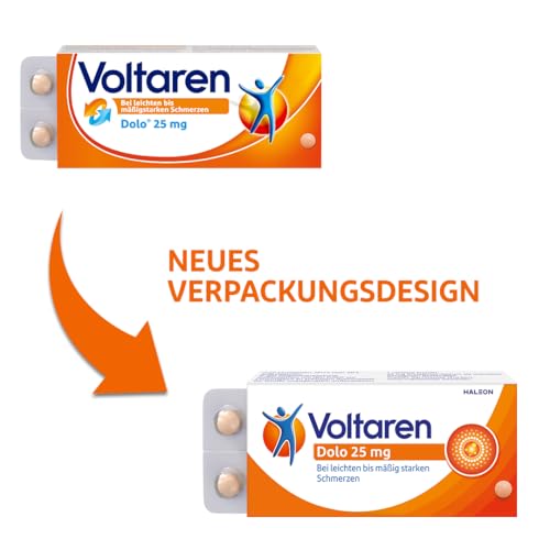 Voltaren Dolo 25mg Tabletten: Schmerztabletten bei Muskelschmerzen, Nackenschmerzen, Gelenkschmerzen, Schulterschmerzen und Rückenschmerzen mit Diclofenac, 20 St.