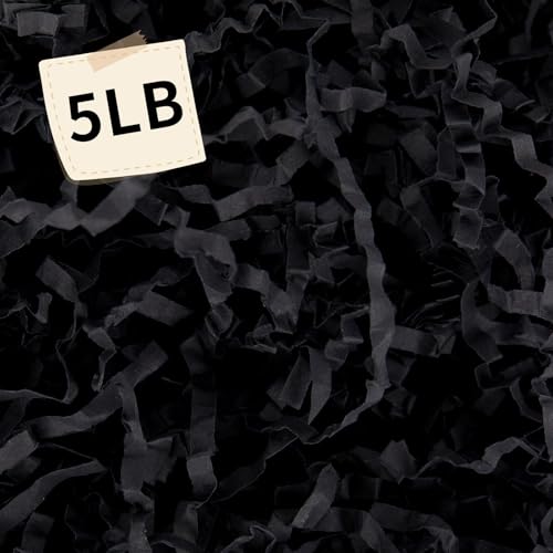 Ribbonlic 5 lb Black Crinkle Cut Paper Shred Filler Black Shredded Paper