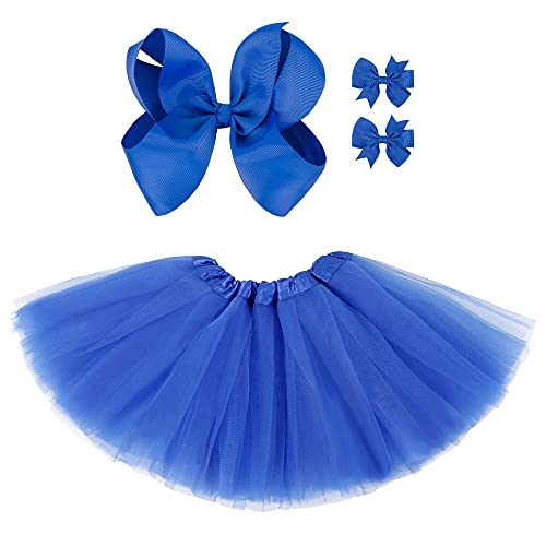 Fluffy Tutu Skirt for Girls 4 Layered Tulle Princess Dress-up Tutu Dresses for Toddler Girls Skirt Tutu, Royal Blue Tutu Girls, 2-8 Years