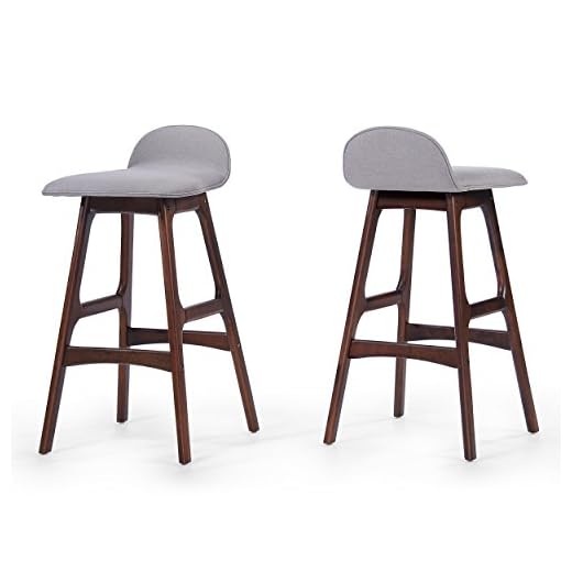 Christopher Knight Home Anatoli Fabric Barstools, 2-Pcs Set, Light Gray