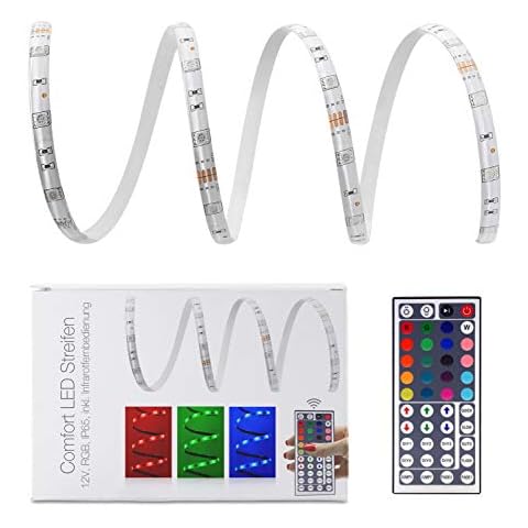 LED Universum 7 Meter Comfort LED Streifen Set RGB mit Netzteil, Controller & 44-Tasten-Infrarot-Fernbedienung, 30 LED/m, IP65, 12V, 5050 SMD, 7,2 W/m Cover