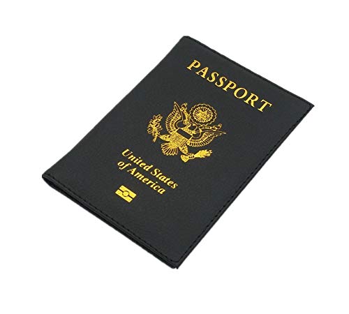JOYID The US Passport Cover Soft Leather Travel Document Passport Protection Card Cover Clip for Women Men-Black