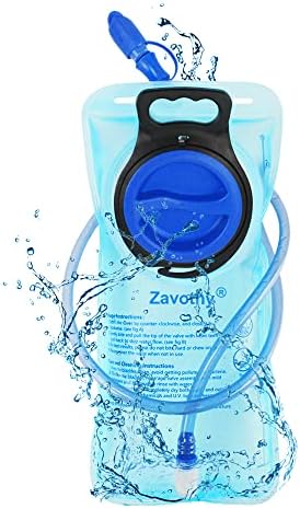 Zavothy Hydration Bladder 2L BPA Free Tasteless PEVA Water Reservoir with Insulated Tube Leak-Proof Large Opening Water Storage Bag Hydration Pack for Outdoor Hiking Running Cycling Blue