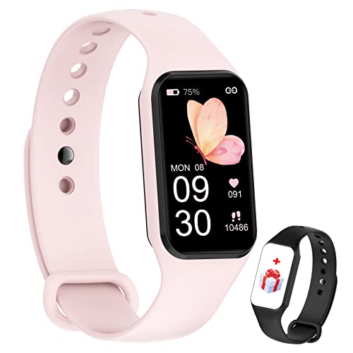 IOWODO Smart Watch for Women, Fitness Tracker with Heart Rate/Blood Oxygen/Sleep Monitor/Custom Dials, 5ATM Waterproof Step Counter Watch with 24 Sport Modes Activity Tracker for iOS Android – Pink