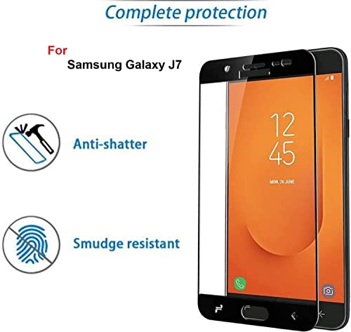Image of Screen Protector for Samsung Galaxy J7 (Black) Tempered Glass Edge-to-Edge 6D Screen Guard With Installation Kit