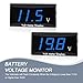 Jewkot 1-Pack Car Digital Voltmeter, 2.25 x 1.15 Inches Waterproof LED Electronic Display, DC Two-Wire Aluminum Alloy Voltage Meter, Universal for Most Cars (Blue)