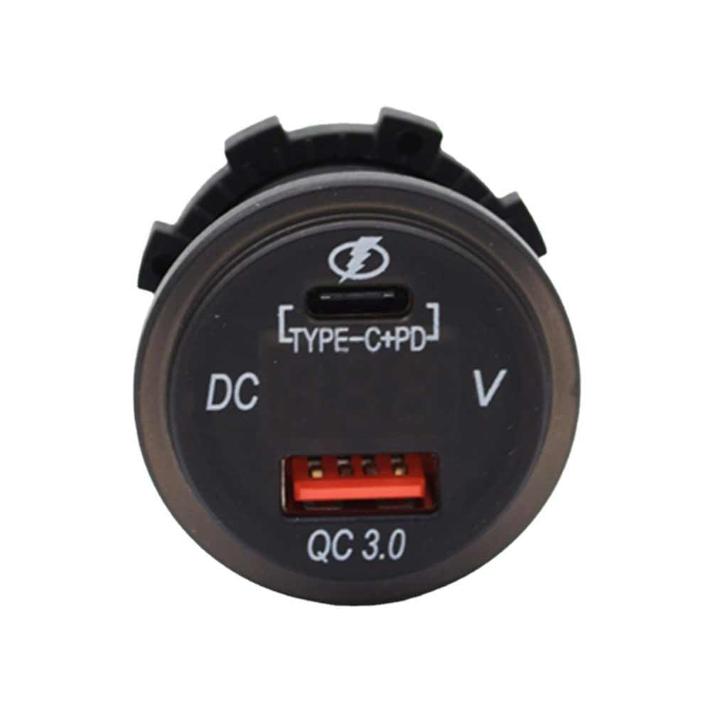QC3.0+Type-C with Voltage Display 12-24V QC3.0 Fast Charging Voltage Display