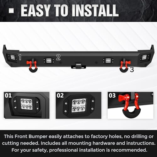 Yzona Y-XBCB-0023-0024-FBM Front & Rear Bumper Compatible With 1999-2004 Land Rover Discovery 2 Rock Crawler Bumper thumb #4