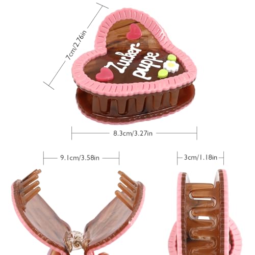 Personalised Gingerbread Holiday Heart Hair Claw Clip for Women Valentines Day Hair Claw Clips Love Hearts Claw Clip, 1 Piece