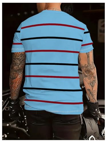 Image of RoseSeek Men's Color Block Short Sleeve Tee Shirts Casual Crewneck T Shirt Trendy Summer Tops