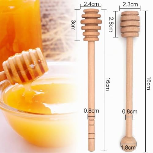 Miniatura 6 de Juego De 4 Palitos De Madera Para Miel, Cazo De Miel De Madera Con Mango Largo De 16 Cm Barra De Agitación De Cuchara De Miel De Madera, Ideal Para Fiestas, Bodas, Cumpleaños, Navidad, Bautizos