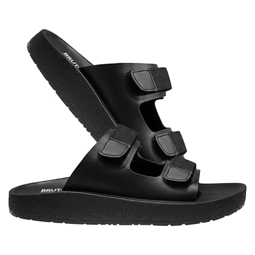 Image of BRUTON Men's Lightweight PU Sandals | Adjustable Double Strap Comfortable Casual Sandals for Outdoor & Daily Use