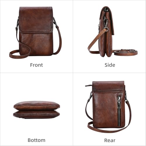 Image of Iswee Rfid Blocking Small Crossbody Bag for Women Travel Classic Style | Genuine Leather，Adjustable Shoulder Strap,Fits 6.9 inch Phone,Anti-Theft Purse,Perfect for Daily Use and Weekend Travel