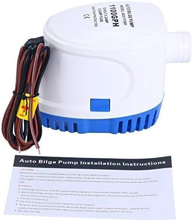 Amarine Made 12V 1100 GPH Auto Submersible Boat Bilge Water Pump with Float Switch 3/4 inch Outlet, Automatic All-in-one 3.2A Ignition Protected Marine Emergency Pump for Saltwater Freshwater Bue