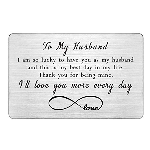 Laluminter Groom Gifts from Bride On Wedding Day, Engraved Wallet Cards for Groom, To My Husband Wedding Gifts from Wife, Groom to Be Gifts for Him