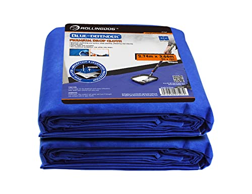 ROLLINGDOG Paint Drop Cloth - Heavy Duty and Reusable Paint Drop Cloth for Painting,Furniture & Floor Protection(Size 9 x 12 Ft - Pack of 2)