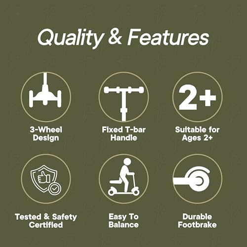 3 Wheel Scooter for Kids, Smooth Light Up LED Front Wheels, Wide Anti Slip Deck, Rear Foot Brake, Easy Lean to Steer Maneuvering, Indoor & Outdoor Ride On Toys for Ages 2 Up, Football Theme Color by Scooter Stars - Image 5