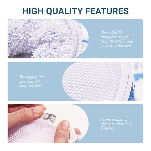 Image of Shoe Washing Machine Bags (2-Pack) - Laundry Bag for Sneakers, Protect Shoes & Washer, Durable Thick Chenille, Reinforced Zipper, Includes Sneaker Brush - Bluehome