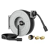 Giraffe Tools Retractable Pressure Washer Hose Reel, Wall-Mounted, 65ft Auto-Rewind Hose Storage, 3200 PSI Heavy-Duty Steel