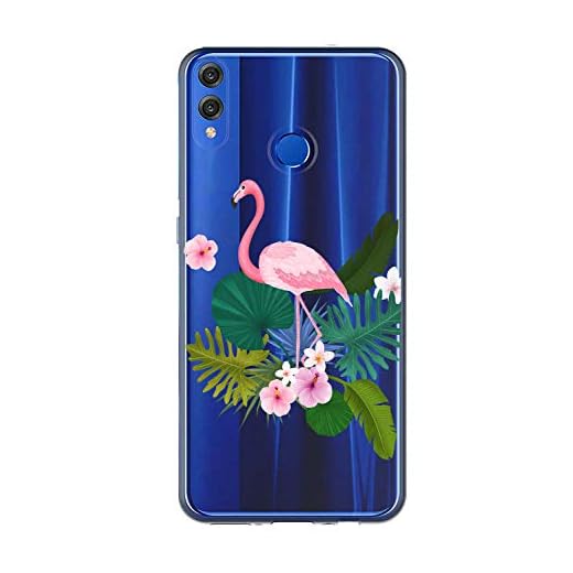 Oihxse Case Transparente Suave TPU Compatible con Huawei P Smart/Enjoy 7S/Honor 9 Lite Funda [Lindo Caricatura Flor Serie Dibujos] Cristal Protector Carcasa Anti Rasguños Bumper Cover-Flamenco