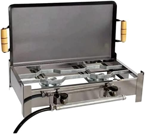 Fogareiro Fogão Inox 2 Bocas Mais Chapa Com Kit Gás E003