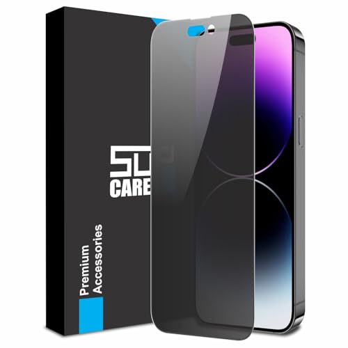 Image of SupCares Military-Grade Privacy Tempered Glass for iPhone 14 Pro Max (6.7 Inch) With Installation Kit | Edge-To-Edge Coverage Screen Protector | Black