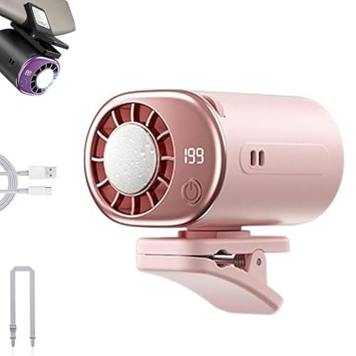 UEXEDO LED aire acondicionado coche Clipser, rotación 360°, chip semi-enfriado, 199 velocidades, USB recargable, adecuado para larga distancia, oficina, actividades al aire libre (rosa)