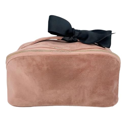 Bag-all Makeup Bag for Women | Cosmetic Bag Organizer for Girls | Makeup Pouch for Traveling | Toiletry Bags for Women | Make Up Travel Pouches | Pink Velvet