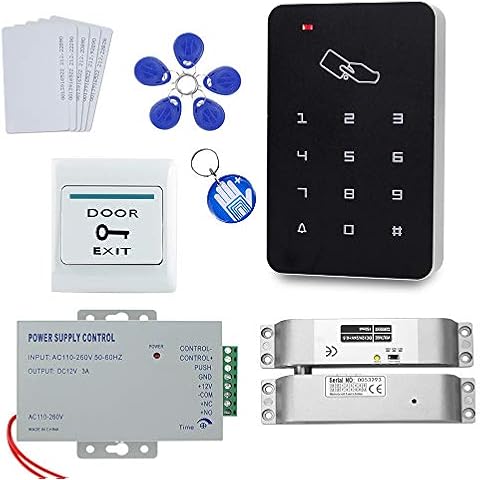 OBO HANDS RFID Door Access Control System Keypad +NC Electric Drop Bolt Lock+Power Supply+Exit Button +10pcs Fobs/Cards Cover