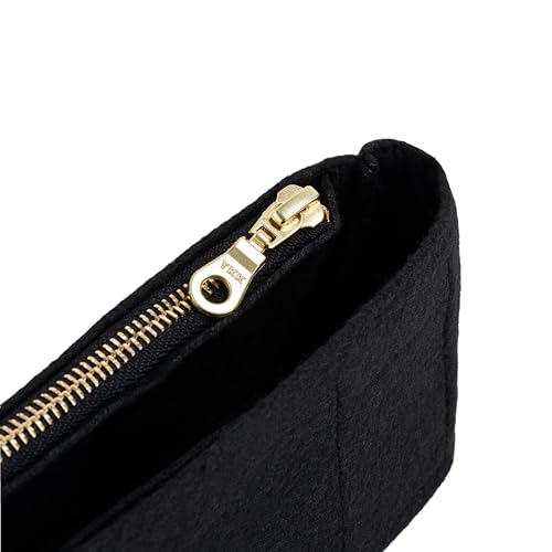 Image of Mini Purse Organizer Insert for Longchamp Le Pliage Small Tote - Felt Inner Bag Liner with Zipper Pocket, Lightweight Storage for Mini Handbags, Black