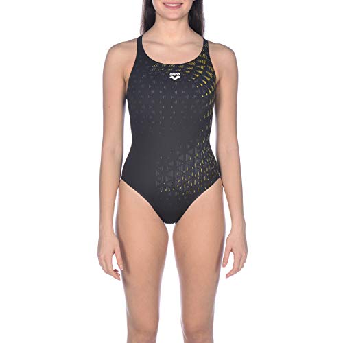 arena Dames Sport Badpak One Tunnel Vision, zwart-geel star, 38