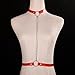 Wiwpar Punk Layered Chest Body Chain Silver Black Leather Harness Chain Belt Choker Waist Chain Goth Rave Body Chain Bar Accessory for Women (Red)