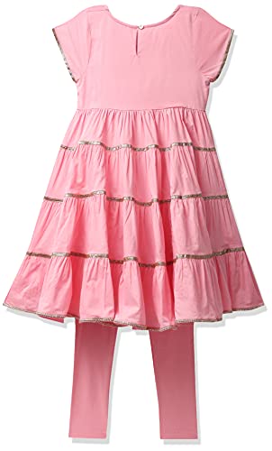 Image of BIBA Girl Cotton Flared Solid Suit Set