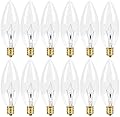 CYLYT 12-Pack E12 Candelabra Light Bulbs 40W, Dimmable Warm White 2500K Chandelier Light Bulbs for Ceiling Fan or Pendants, B10 Clear Candle Bulbs (Gold Base)